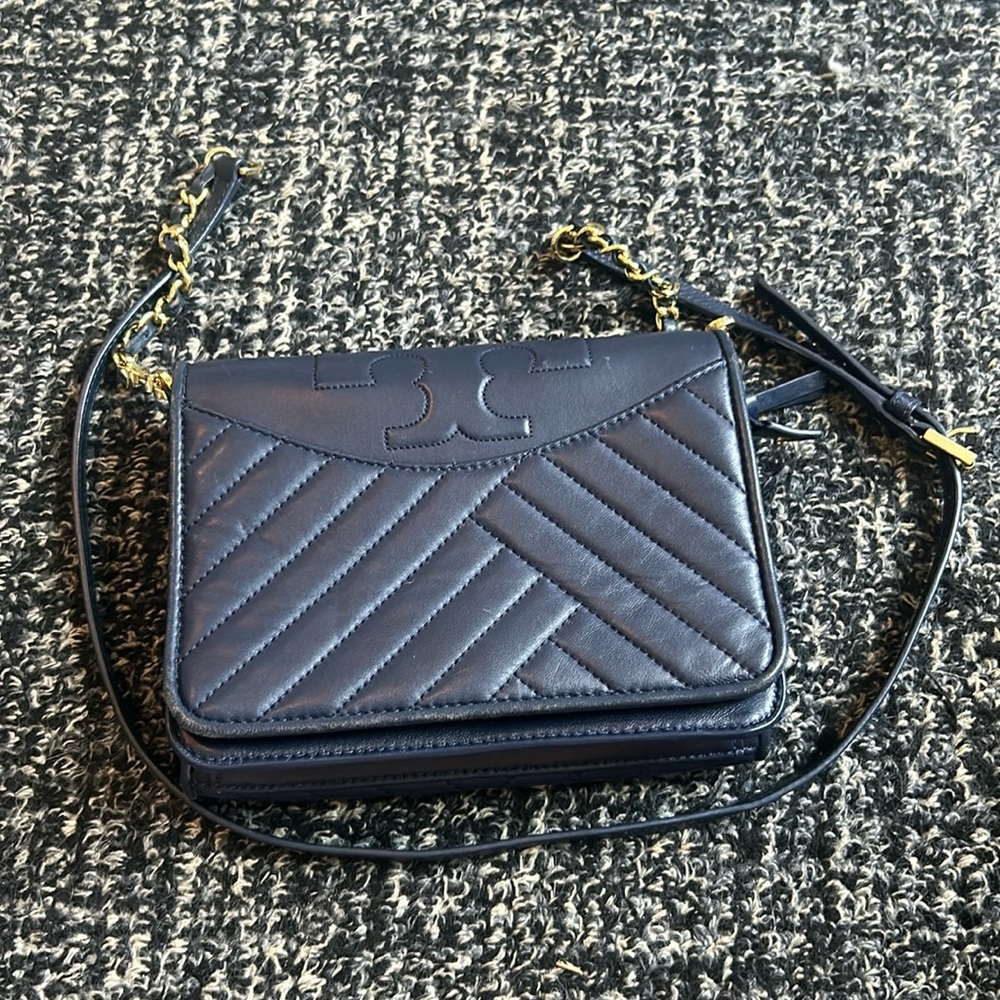 Leather Navy Blue Tori Burch Handbag
